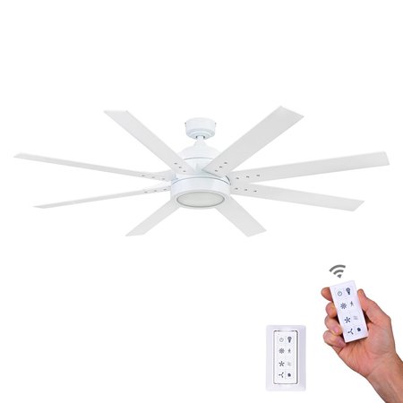 HONEYWELL CEILING FANS Xerxes, 62 in. Ceiling Fan with Light & Remote Control, Bright White 51628-40